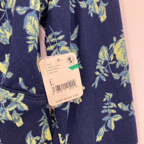 New Free People Boho Floral Keyhole Dinner Party Blouse Indigo Combo Large - Picture 5 of 12